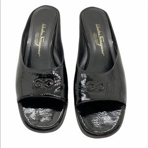 Salvatore Ferragamo Patent Leather Mules Slides